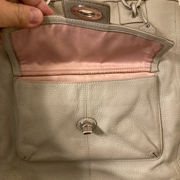 Coach Penelope Pebbled Leather Tote North South Taupe Ivory #C1282-F19264 - Picture 3 of 14